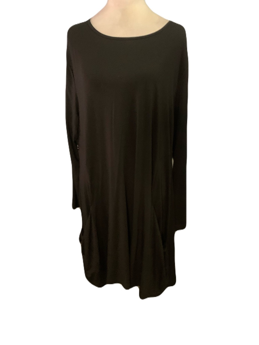 Betabrand XL Black Long-Sleeve Swing Tunic/Mini Dress Casual Soft Minimalist